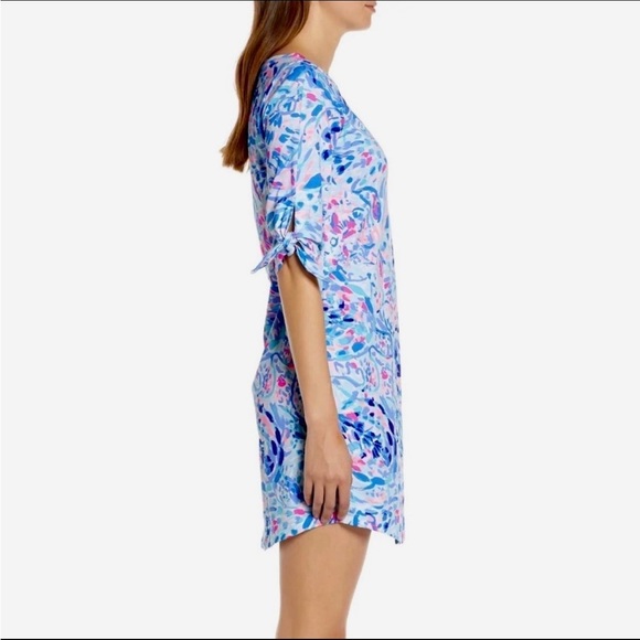 NWOT Lilly Pulitzer Preston Dress With Tie Sleeves In Breakaway TWave Party - Picture 6 of 15